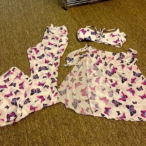 2 pc set NWT sheer bell bottom pants &bikini top coverup skirt NOT  included